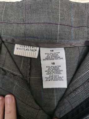 White Stag Gray Plaid Capris with Blue & Purple